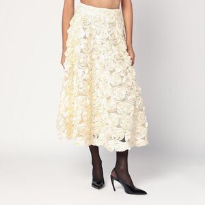 Rotate Birger Christensen Cream Skirt With Floral Appliqués Women